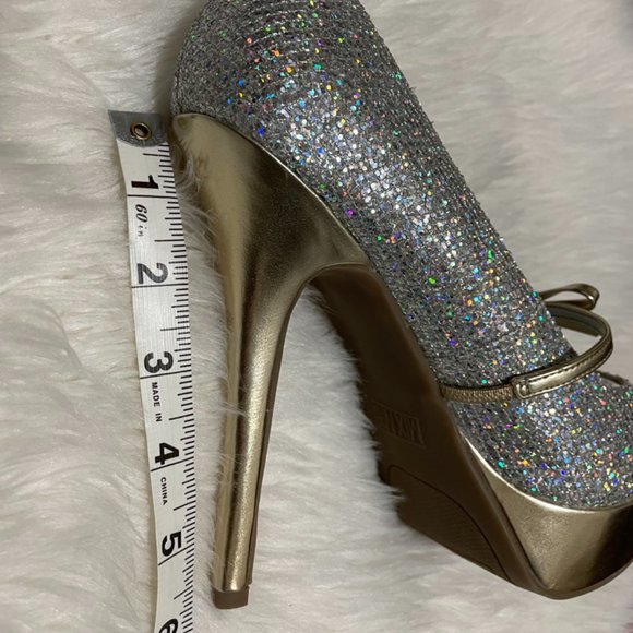 size 10 Mix No6 Glitter Platform High Heels Peep Toe "Lucy" - Picture 6 of 10